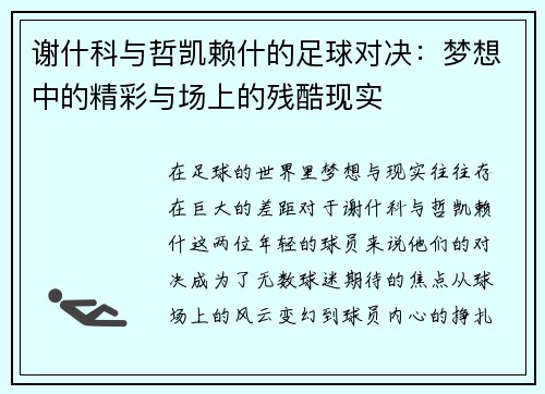 谢什科与哲凯赖什的足球对决：梦想中的精彩与场上的残酷现实